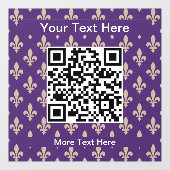 Fleur de Lis Pattern, Frans, Royal, Crème, Paarse Raamsticker (Vel)