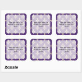 Fleur de Lis Pattern, Frans, Royal, Crème, Paarse Vierkante Sticker (Vel)
