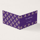 Fleur de Lis Pattern, Frans, Royal, Crème, Paarse Visitekaartje (Buitenkant)