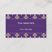 Fleur de Lis Pattern, Frans, Royal, Crème, Paarse Visitekaartje (Achterkant)
