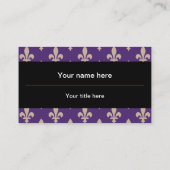 Fleur de Lis Pattern, Frans, Royal, Crème, Paarse Visitekaartje (Achterkant)