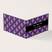 Fleur de Lis Pattern, Frans, Royal, Crème, Paarse Visitekaartje (Buitenkant)