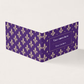Fleur de Lis Pattern, Frans, Royal, Crème, Paarse Visitekaartje (Buitenkant)