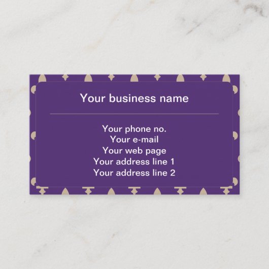 Fleur de Lis Pattern, Frans, Royal, Crème, Paarse Visitekaartje (Voorkant)