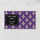 Fleur de Lis Pattern, Frans, Royal, Crème, Paarse Visitekaartje (Achterkant)