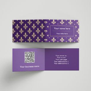 Fleur de Lis Pattern, Frans, Royal, Crème, Paarse Visitekaartje