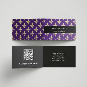 Fleur de Lis Pattern, Frans, Royal, Crème, Paarse Visitekaartje