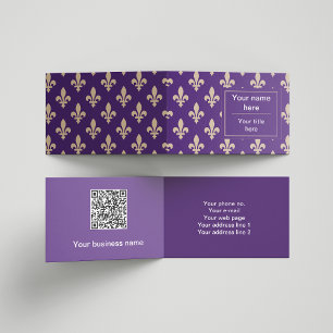 Fleur de Lis Pattern, Frans, Royal, Crème, Paarse Visitekaartje