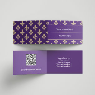 Fleur de Lis Pattern, Frans, Royal, Crème, Paarse Visitekaartje