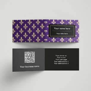 Fleur de Lis Pattern, Frans, Royal, Crème, Paarse Visitekaartje