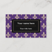 Fleur de Lis Pattern, Frans, Royal, Crème, Paarse Visitekaartje (Achterkant)