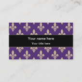 Fleur de Lis Pattern, Frans, Royal, Crème, Paarse Visitekaartje (Achterkant)