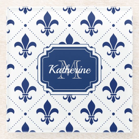 Fleur-de-lis Pattern Glazen Onderzetter (Voorkant)