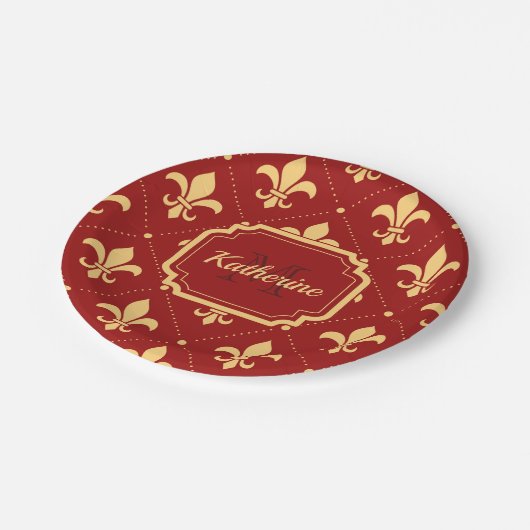 Fleur-de-lis Pattern Papieren Bordje (Gekanteld)