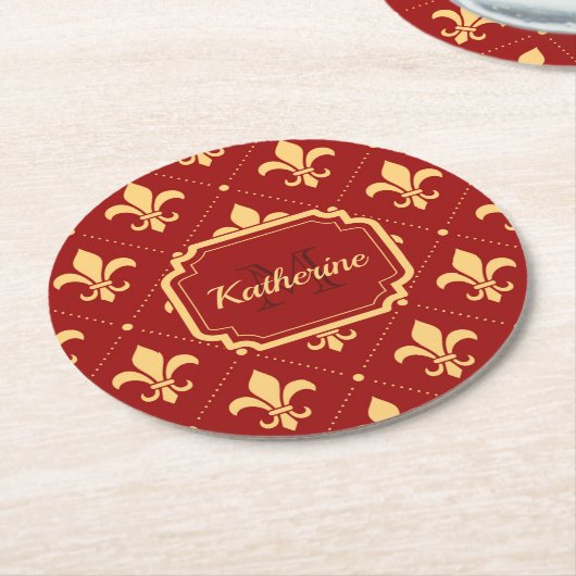 Fleur-de-lis Pattern Ronde Kartonnen Onderzetter (Gebogen)