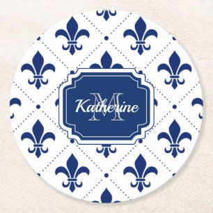 Fleur-de-lis Pattern Ronde Kartonnen Onderzetter