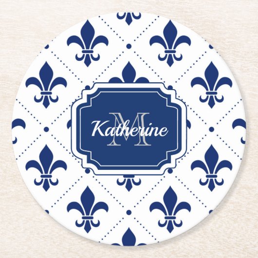 Fleur-de-lis Pattern Ronde Kartonnen Onderzetter (Voorkant)