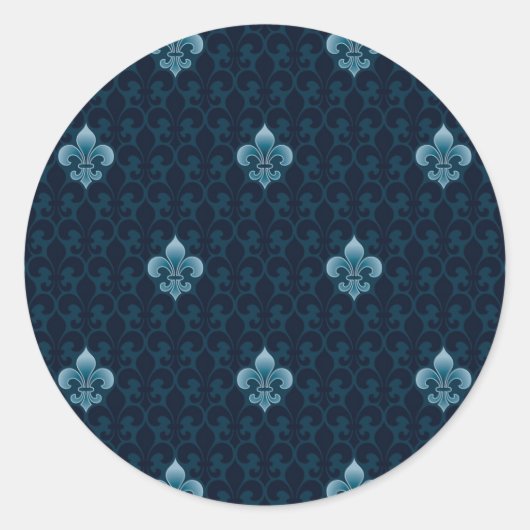 Fleur De Lis Pattern Ronde Sticker (Voorkant)