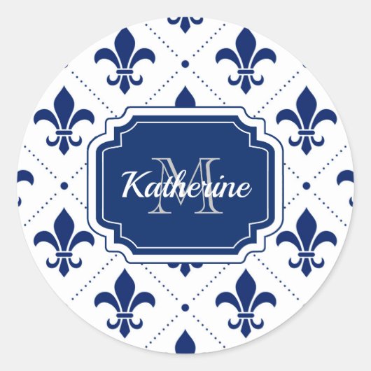 Fleur-de-lis Pattern Ronde Sticker (Voorkant)