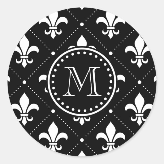Fleur De Lis Pattern Ronde Sticker (Voorkant)