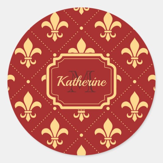 Fleur-de-lis Pattern Ronde Sticker (Voorkant)