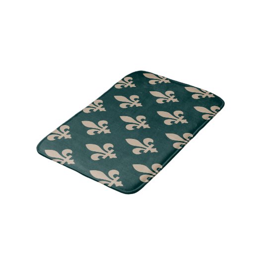 Fleur de Lis Pattern, Royal Franse crème op groen Badmat (Gekanteld)