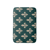 Fleur de Lis Pattern, Royal Franse crème op groen Badmat (Voorkant Verticaal)