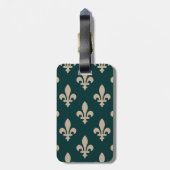 Fleur de Lis Pattern, Royal Franse crème op groen Bagagelabel (Achterkant verticaal)