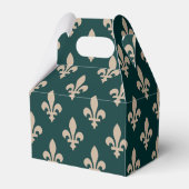Fleur de Lis Pattern, Royal Franse crème op groen Bedankdoosjes (Achterkant)