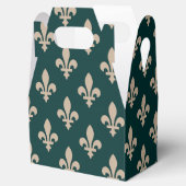 Fleur de Lis Pattern, Royal Franse crème op groen Bedankdoosjes (Geopend)