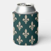 Fleur de Lis Pattern, Royal Franse crème op groen Blikjeskoeler (Blikje Achterkant)