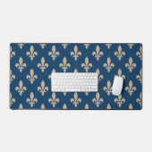 Fleur de Lis Pattern, Royal Franse crème op groen Bureaumat (Keyboard & Muis)
