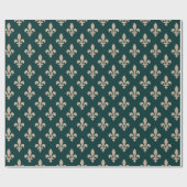 Fleur de Lis Pattern, Royal Franse crème op groen Cadeaupapier (Vlak)