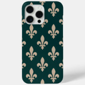 Fleur de Lis Pattern, Royal Franse crème op groen Case-Mate iPhone Case (Achterkant)