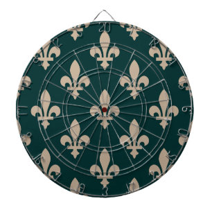 Fleur de Lis Pattern, Royal Franse crème op groen Dartbord