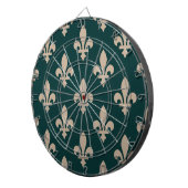Fleur de Lis Pattern, Royal Franse crème op groen Dartbord (Voorkant Rechts)