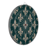 Fleur de Lis Pattern, Royal Franse crème op groen Dartbord (Voorkant Links)