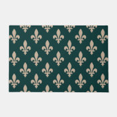 Fleur de Lis Pattern, Royal Franse crème op groen Deurmat (Voorkant)
