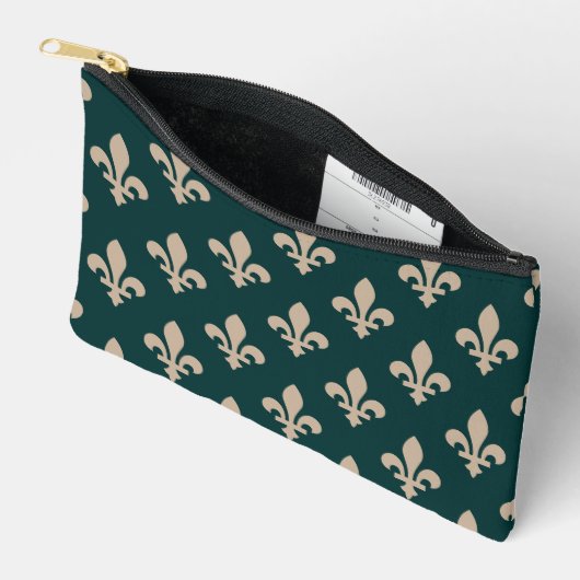 Fleur de Lis Pattern, Royal Franse crème op groen Etui (Open)