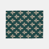 Fleur de Lis Pattern, Royal Franse crème op groen Fleece Deken (Voorkant (Horizontaal))