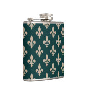 Fleur de Lis Pattern, Royal Franse crème op groen Heupfles (Rechts)