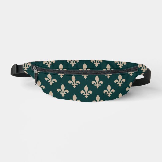 Fleur de Lis Pattern, Royal Franse crème op groen Heuptasje (Voorkant)