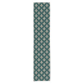 Fleur de Lis Pattern, Royal Franse crème op groen Korte Tafelloper (Voorkant)