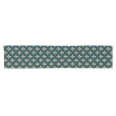 Fleur de Lis Pattern, Royal Franse crème op groen Korte Tafelloper (Horizontaal)