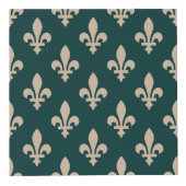 Fleur de Lis Pattern, Royal Franse crème op groen Kubus (Voorkant)