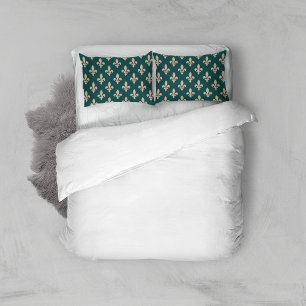 Fleur de Lis Pattern, Royal Franse crème op groen Kussensloop