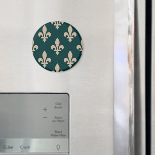 Fleur de Lis Pattern, Royal Franse crème op groen Magneet