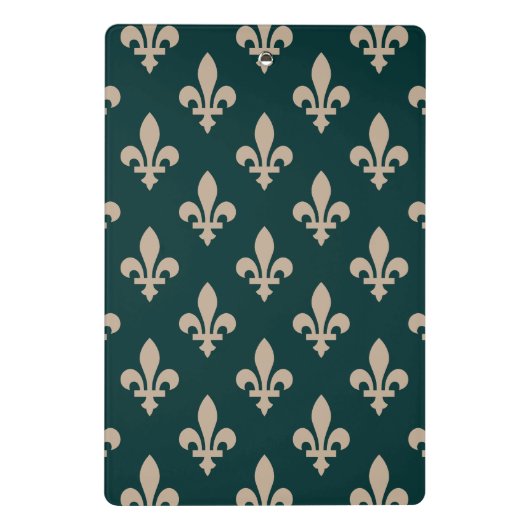 Fleur de Lis Pattern, Royal Franse crème op groen Mini Klembord (Achterkant)