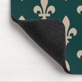 Fleur de Lis Pattern, Royal Franse crème op groen Muismat (Hoek)