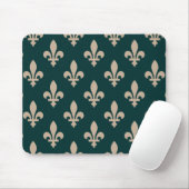 Fleur de Lis Pattern, Royal Franse crème op groen Muismat (Met muis)